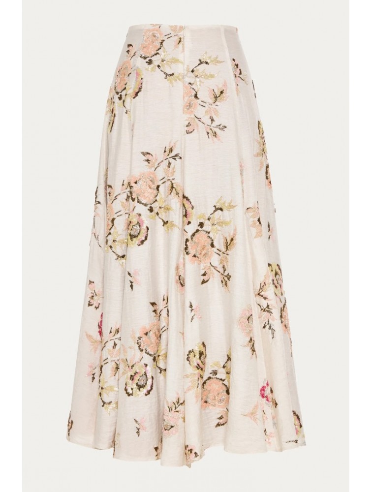 NIDODILEDA Flow Skirt Floral Beaded Slitted Φλοράλ Φούστα