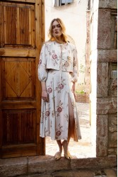 NIDODILEDA Flow Skirt Floral Beaded Slitted Φλοράλ Φούστα