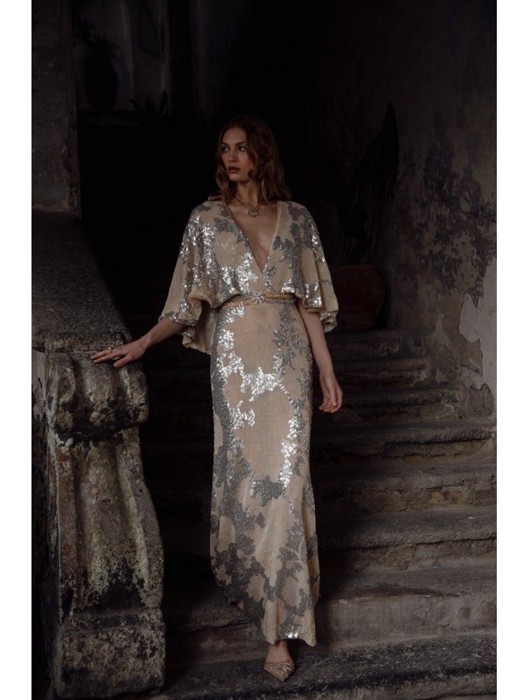 NIDODILEDA Galen Dress Silvery Nude Ασημί Μπεζ Φόρεμα