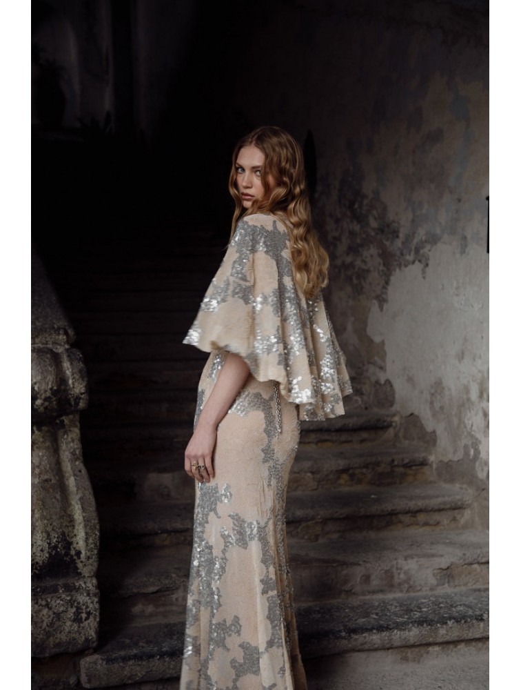 NIDODILEDA Galen Dress Silvery Nude Ασημί Μπεζ Φόρεμα
