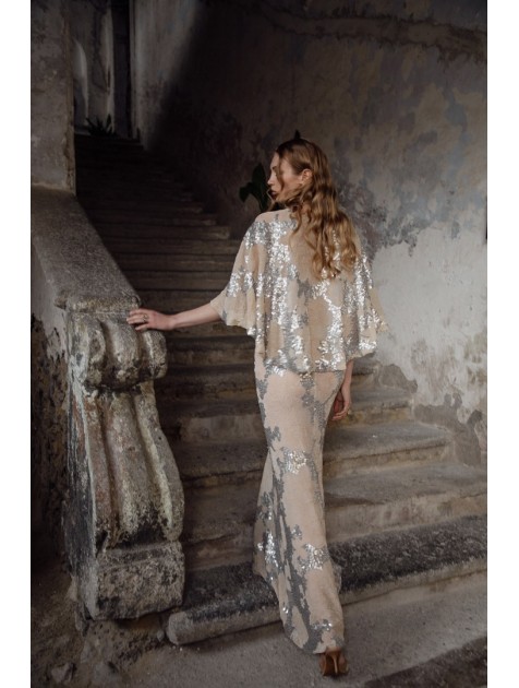 NIDODILEDA Galen Dress Silvery Nude Ασημί Μπεζ Φόρεμα