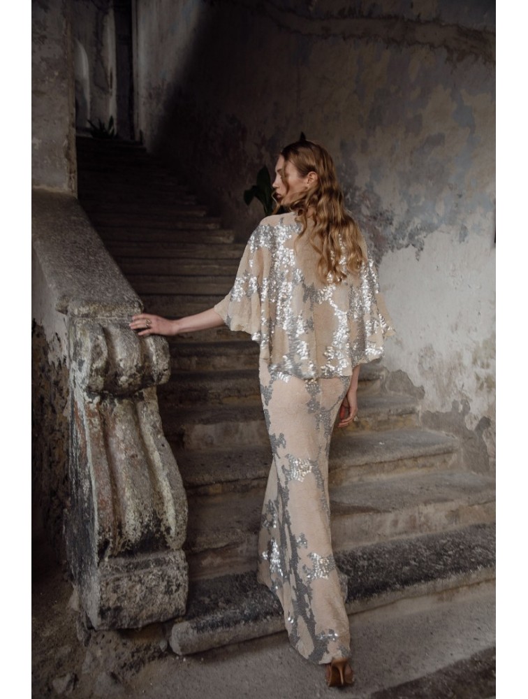 NIDODILEDA Galen Dress Silvery Nude Ασημί Μπεζ Φόρεμα