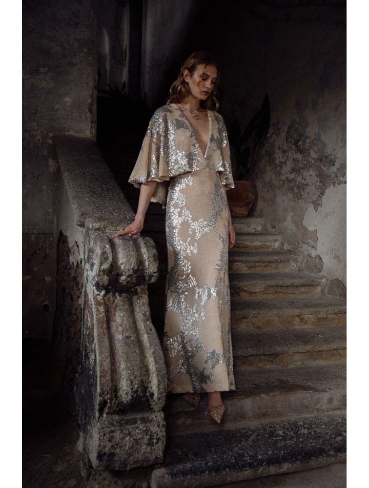 NIDODILEDA Galen Dress Silvery Nude Ασημί Μπεζ Φόρεμα
