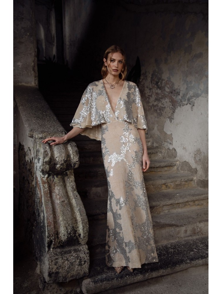 NIDODILEDA Galen Dress Silvery Nude Ασημί Μπεζ Φόρεμα