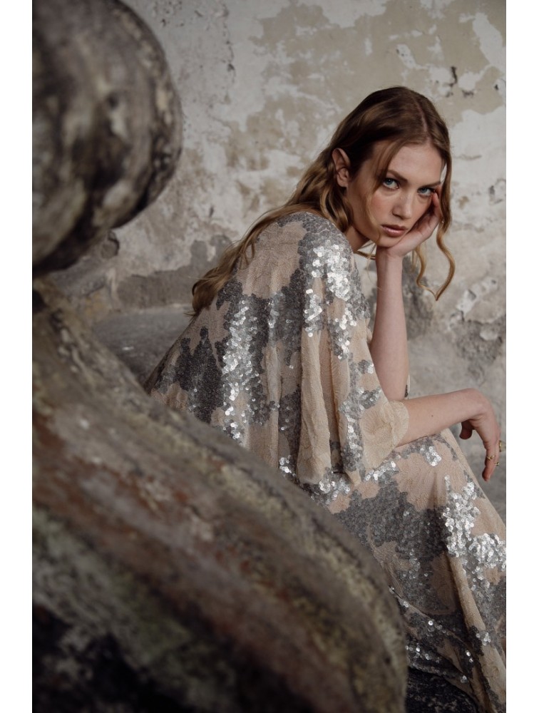NIDODILEDA Galen Dress Silvery Nude Ασημί Μπεζ Φόρεμα