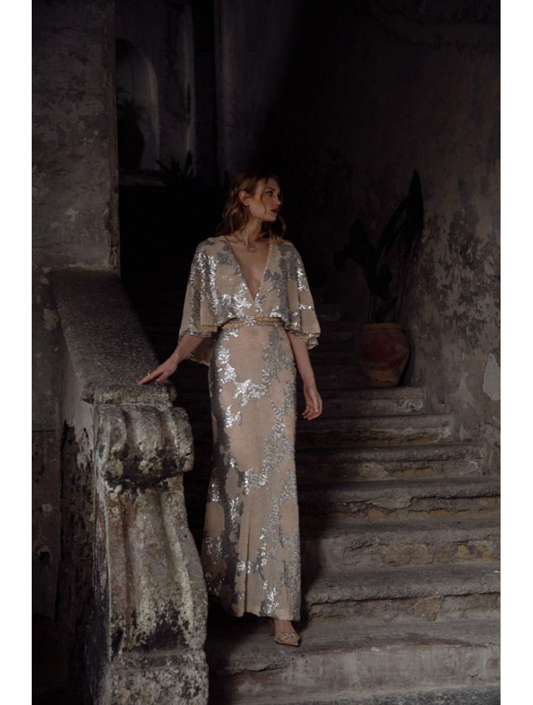 NIDODILEDA Galen Dress Silvery Nude Ασημί Μπεζ Φόρεμα