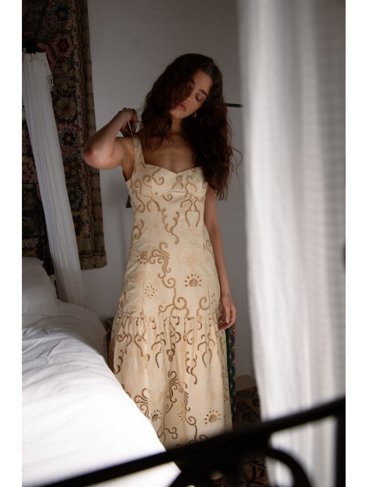 NIDODILEDA Glide Dress Embroidered Cut Out Overlay