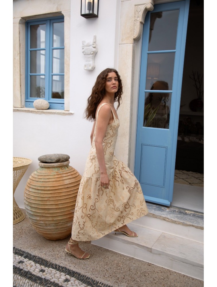 NIDODILEDA Glide Dress Embroidered Cut Out Overlay