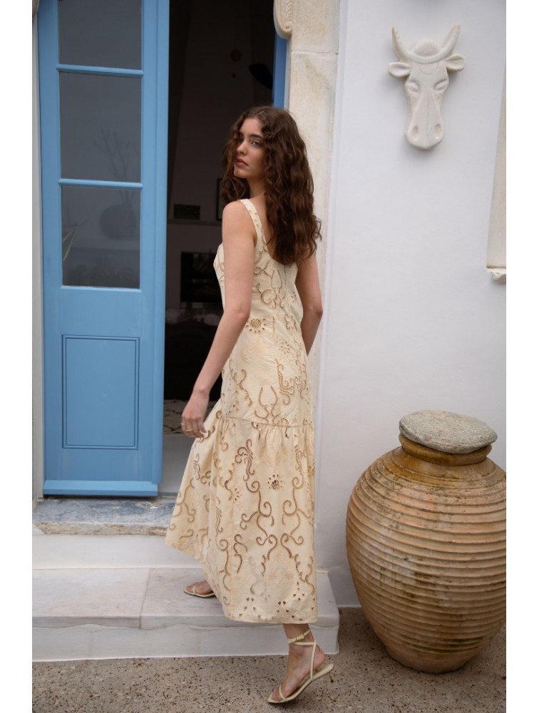 NIDODILEDA Glide Dress Embroidered Cut Out Overlay
