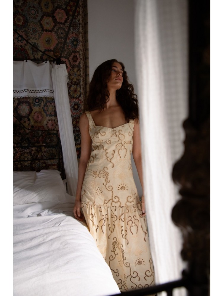NIDODILEDA Glide Dress Embroidered Cut Out Overlay