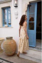 NIDODILEDA Glide Dress Embroidered Cut Out Overlay