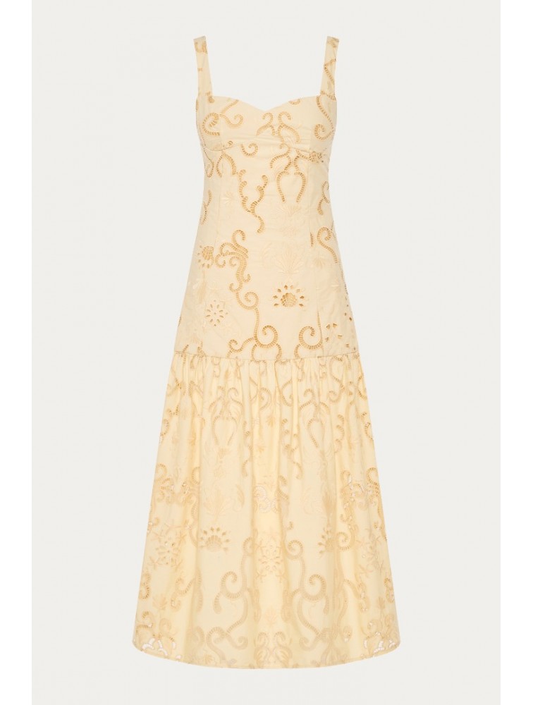 NIDODILEDA Glide Dress Embroidered Cut Out Overlay