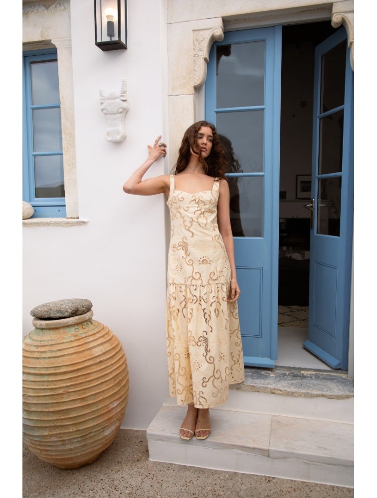 NIDODILEDA Glide Dress Embroidered Cut Out Overlay