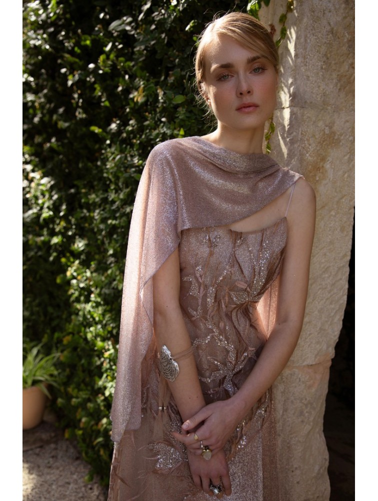 NIDODILEDA Ground Shawl Foil Printed Tulle