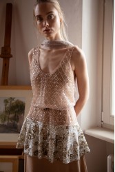 NIDODILEDA Ground Shawl Foil Printed Tulle