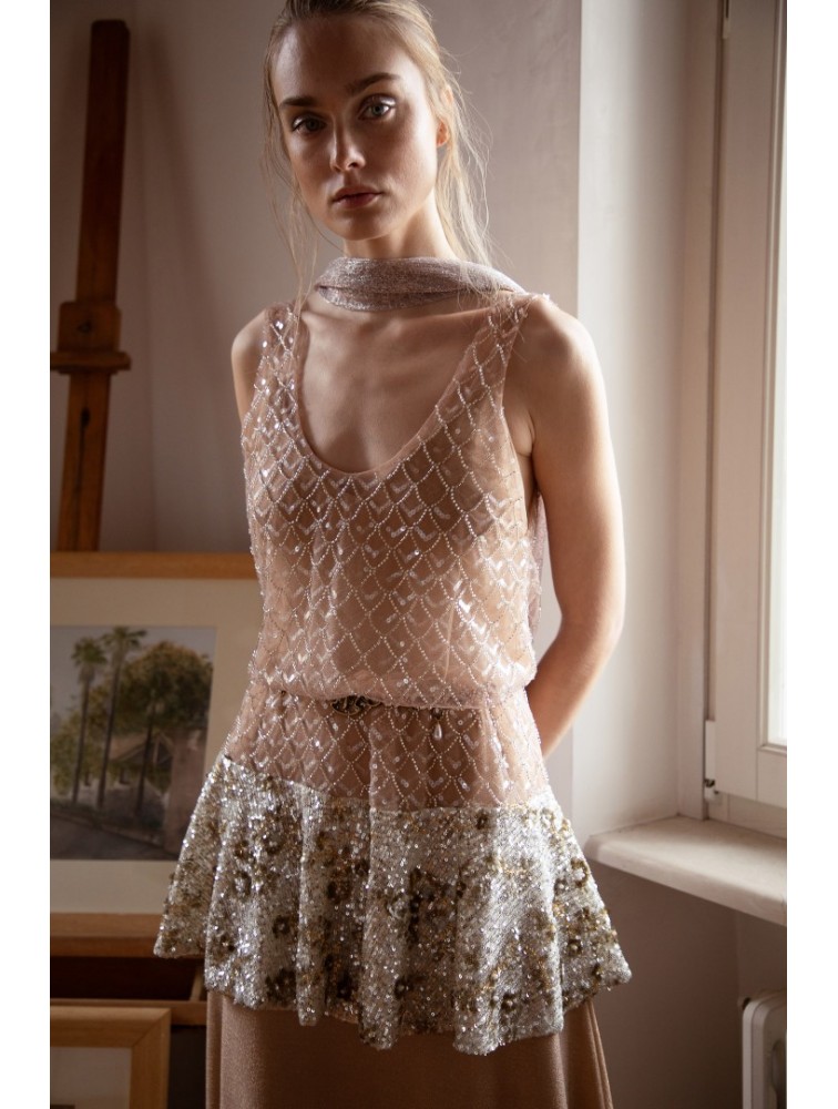 NIDODILEDA Ground Shawl Foil Printed Tulle