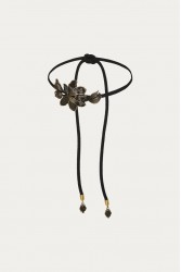 NIDODILEDA Heir Cord belt Floral Buckle Black Μαύρη Ζώνη με Μεταλλικό Διακοσμητικό Λουλούδι