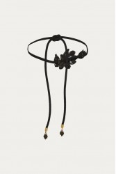NIDODILEDA Heir Cord belt Floral Buckle Black Μαύρη Ζώνη με Μεταλλικό Διακοσμητικό Λουλούδι
