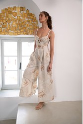 NIDODILEDA Homeward Pants Embroidered Overlay Μπεζ Παντελόνα