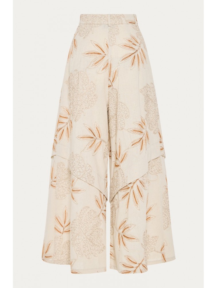 NIDODILEDA Homeward Pants Embroidered Overlay Μπεζ Παντελόνα