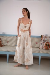 NIDODILEDA Homeward Pants Embroidered Overlay Μπεζ Παντελόνα