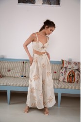 NIDODILEDA Homeward Pants Embroidered Overlay Μπεζ Παντελόνα