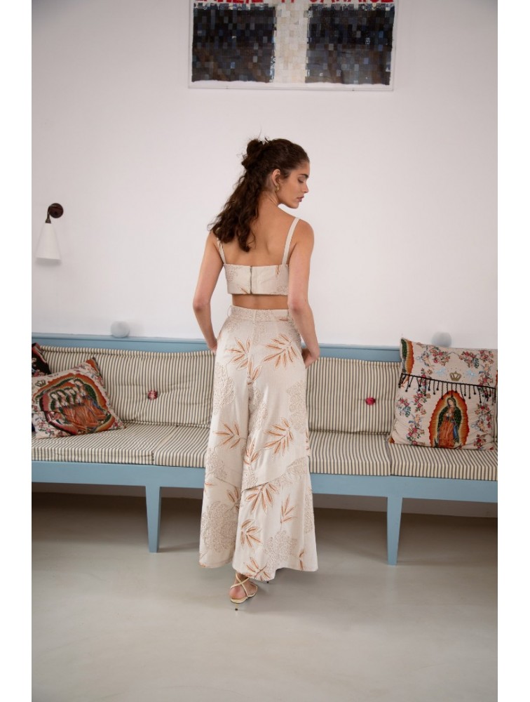 NIDODILEDA Homeward Pants Embroidered Overlay Μπεζ Παντελόνα