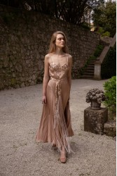 NIDODILEDA Horizon Choker Style Belt Sequined Embroidered Fringe Detailing