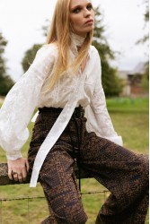 NIDODILEDA Inez Pants Denim Velvet Embossed Multi Βελούδινο Ντένιμ Παντελόνι