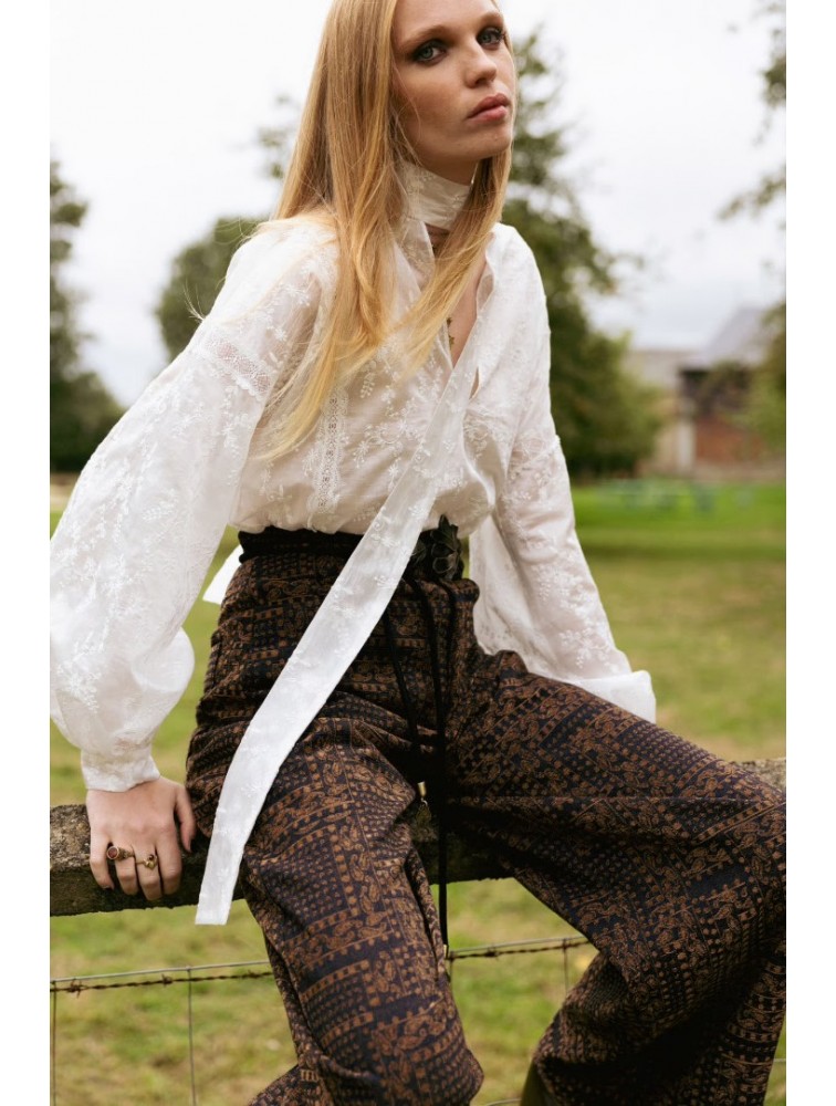 NIDODILEDA Inez Pants Denim Velvet Embossed Multi Βελούδινο Ντένιμ Παντελόνι