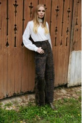 NIDODILEDA Inez Pants Denim Velvet Embossed Multi Βελούδινο Ντένιμ Παντελόνι