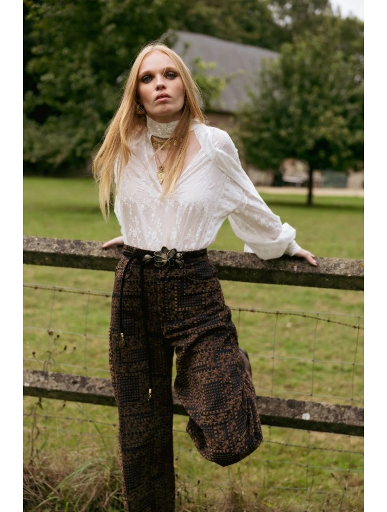 NIDODILEDA Inez Pants Denim Velvet Embossed Multi Βελούδινο Ντένιμ Παντελόνι