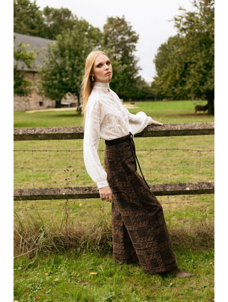 NIDODILEDA Inez Pants Denim Velvet Embossed Multi Βελούδινο Ντένιμ Παντελόνι