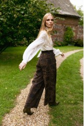 NIDODILEDA Inez Pants Denim Velvet Embossed Multi Βελούδινο Ντένιμ Παντελόνι