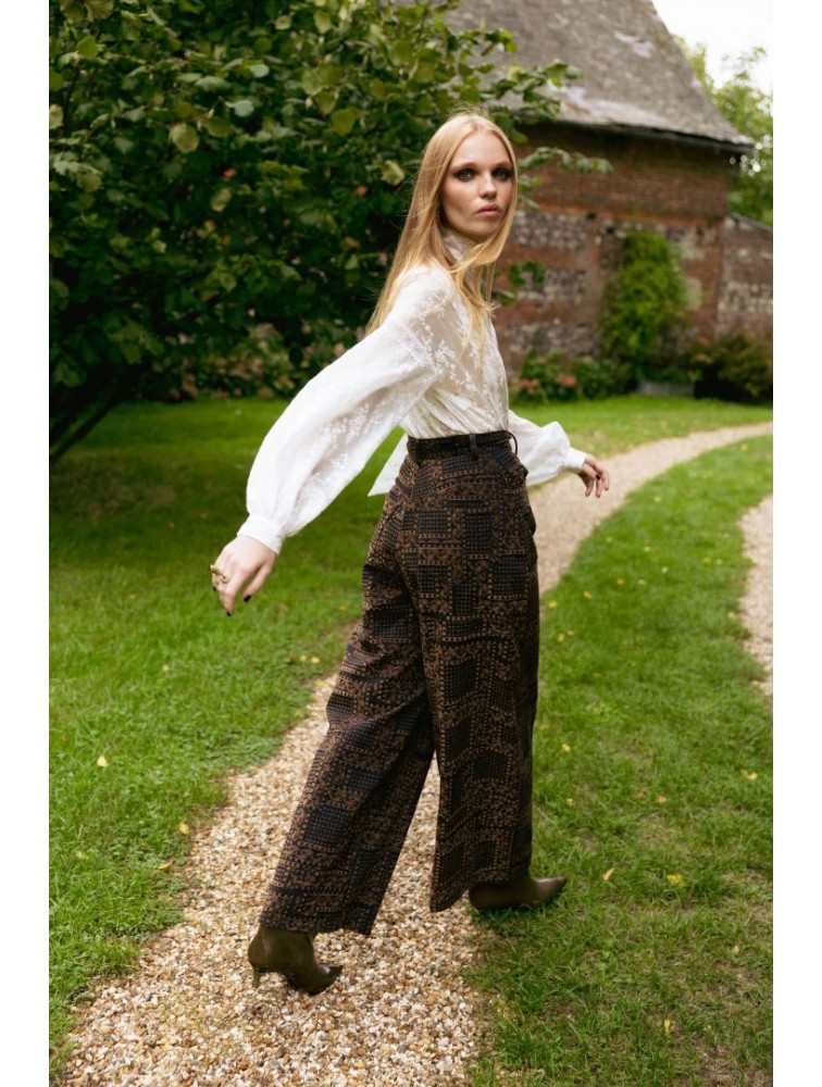 NIDODILEDA Inez Pants Denim Velvet Embossed Multi Βελούδινο Ντένιμ Παντελόνι