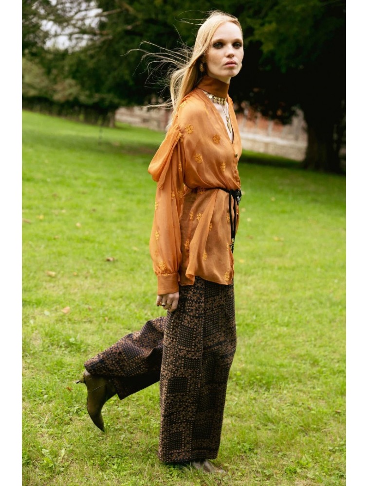 NIDODILEDA Inez Pants Denim Velvet Embossed Multi Βελούδινο Ντένιμ Παντελόνι