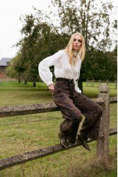 NIDODILEDA Inez Pants Denim Velvet Embossed Multi Βελούδινο Ντένιμ Παντελόνι