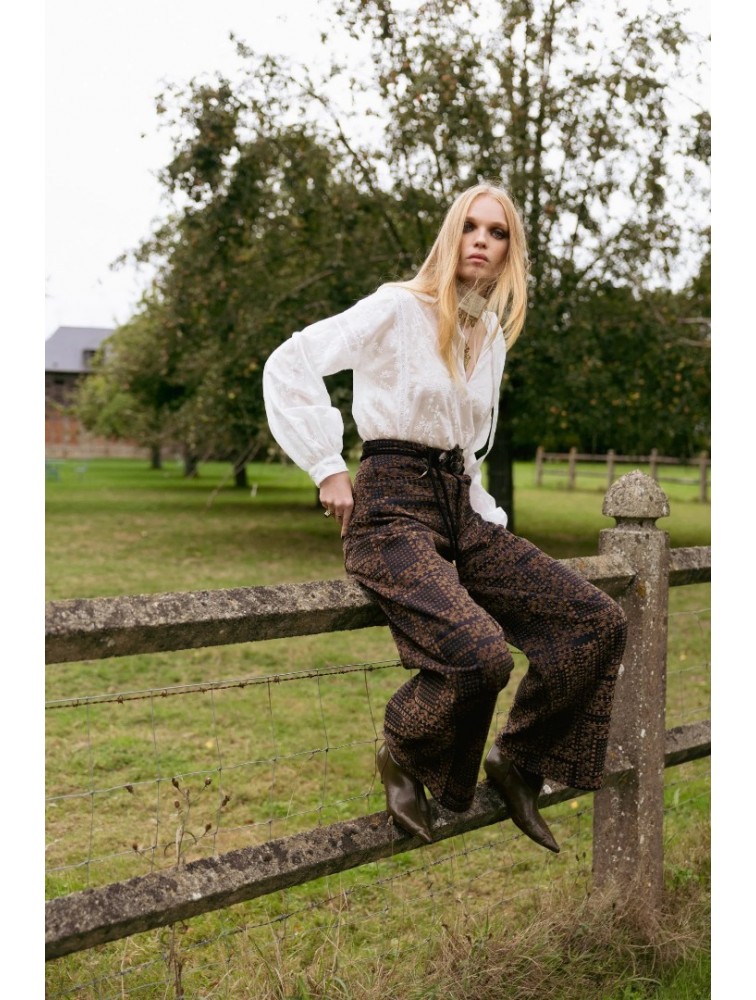 NIDODILEDA Inez Pants Denim Velvet Embossed Multi Βελούδινο Ντένιμ Παντελόνι