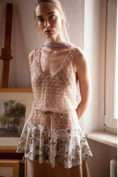NIDODILEDA Inframe Top Dress Bead Embroidered Sequined Hem Παγετένιο Φόρεμα