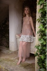 NIDODILEDA Inframe Top Dress Bead Embroidered Sequined Hem Παγετένιο Φόρεμα