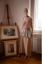 NIDODILEDA Inframe Top Dress Bead Embroidered Sequined Hem Παγετένιο Φόρεμα