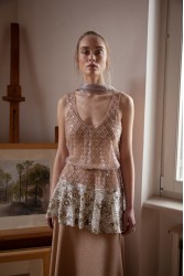 NIDODILEDA Inframe Top Dress Bead Embroidered Sequined Hem Παγετένιο Φόρεμα