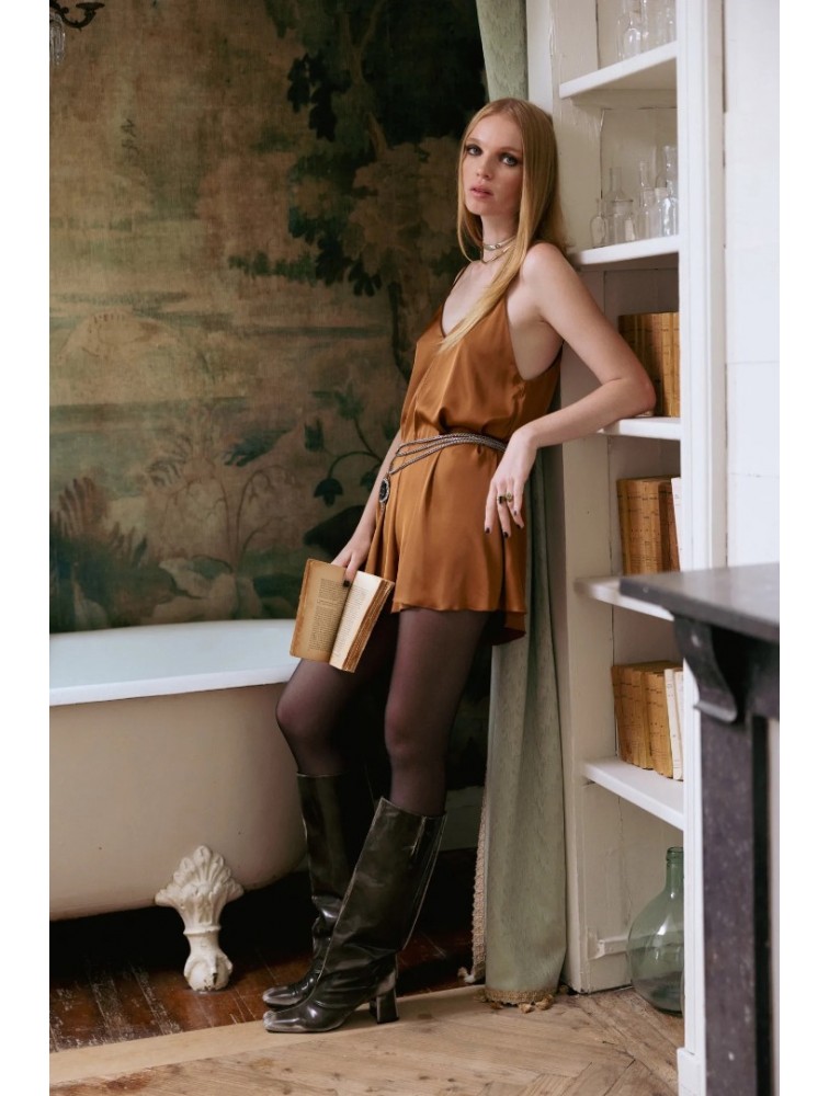 NIDODILEDA Iter Playsuit Satin Lingerie Bronze