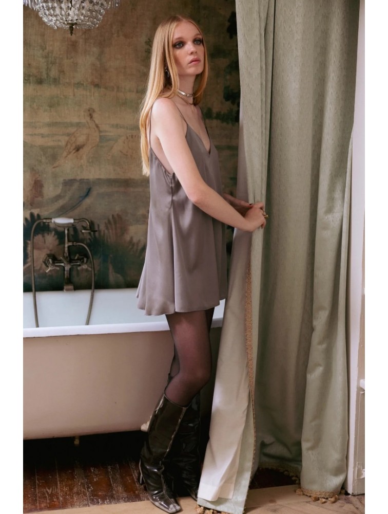 NIDODILEDA Iter Playsuit Satin Lingerie Puro Γκρεζ Σατέν Ολόσωμο Σορτς