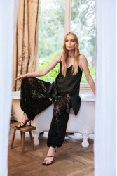 NIDODILEDA Itiel Dress Satin Sequined Lace Embellished Μαύρο Μίνι Φόρεμα με Παγέτα