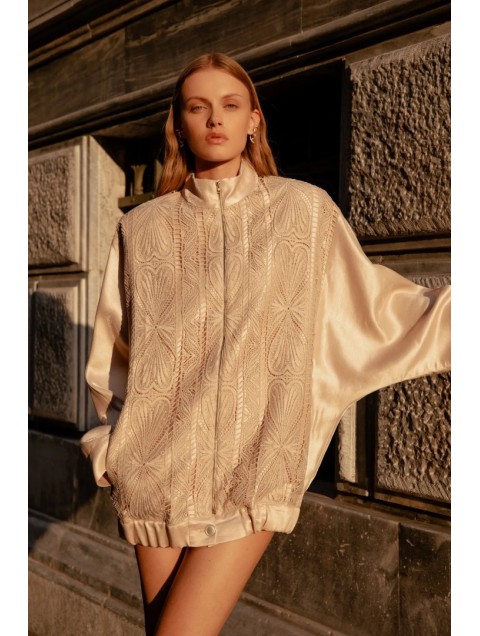 NIDODILEDA Jareth Jacket Dress Crochet Embellished Εκρού Σακάκι Φόρεμα με Κροσέ Διακόσμηση