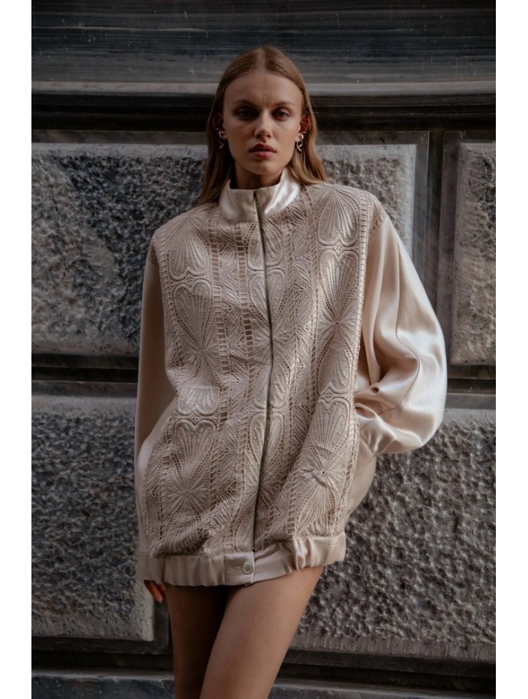 NIDODILEDA Jareth Jacket Dress Crochet Embellished Εκρού Σακάκι Φόρεμα με Κροσέ Διακόσμηση