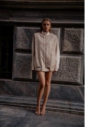 NIDODILEDA Jareth Jacket Dress Crochet Embellished Εκρού Σακάκι Φόρεμα με Κροσέ Διακόσμηση