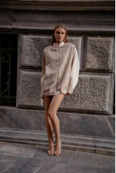 NIDODILEDA Jareth Jacket Dress Crochet Embellished Εκρού Σακάκι Φόρεμα με Κροσέ Διακόσμηση