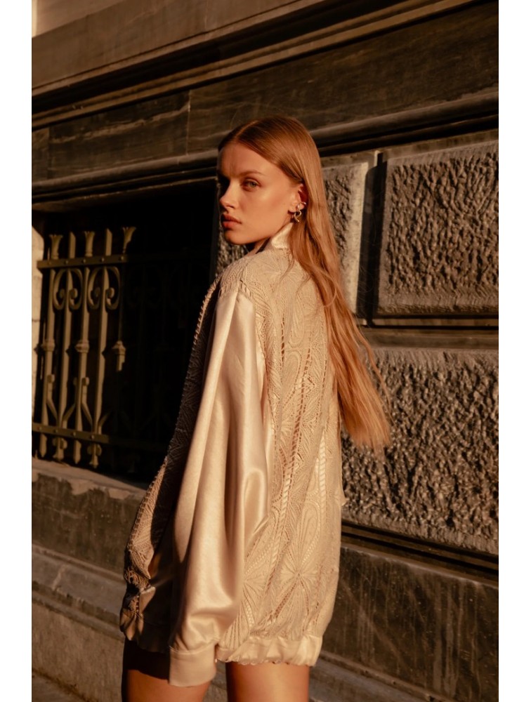 NIDODILEDA Jareth Jacket Dress Crochet Embellished Εκρού Σακάκι Φόρεμα με Κροσέ Διακόσμηση